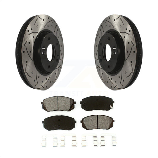 [Avant] Kit de disque (percé rainuré revêtu) et plaquette (semi-métallique) de frein pour Hyundai Tucson Kia Sportage Soul EV KDS-100076 par Transit Auto