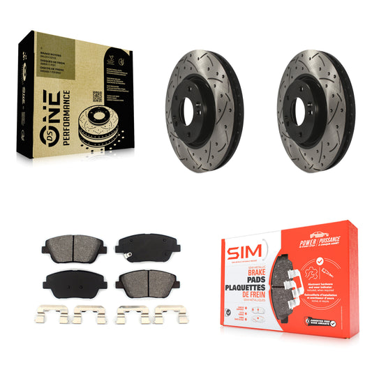 [Avant] Kit de disque (percé rainuré revêtu) et plaquette (semi-métallique) de frein pour Hyundai Sonata Kia Optima KDS-100080
