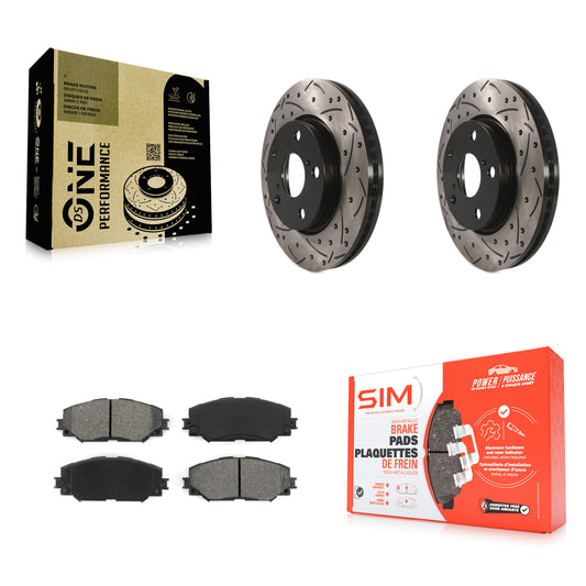 [Avant] Kit de disque (percé rainuré revêtu) et plaquette (semi-métallique) de frein pour Toyota RAV4 Scion xB Prius V Lexus HS250h KDS-100088
