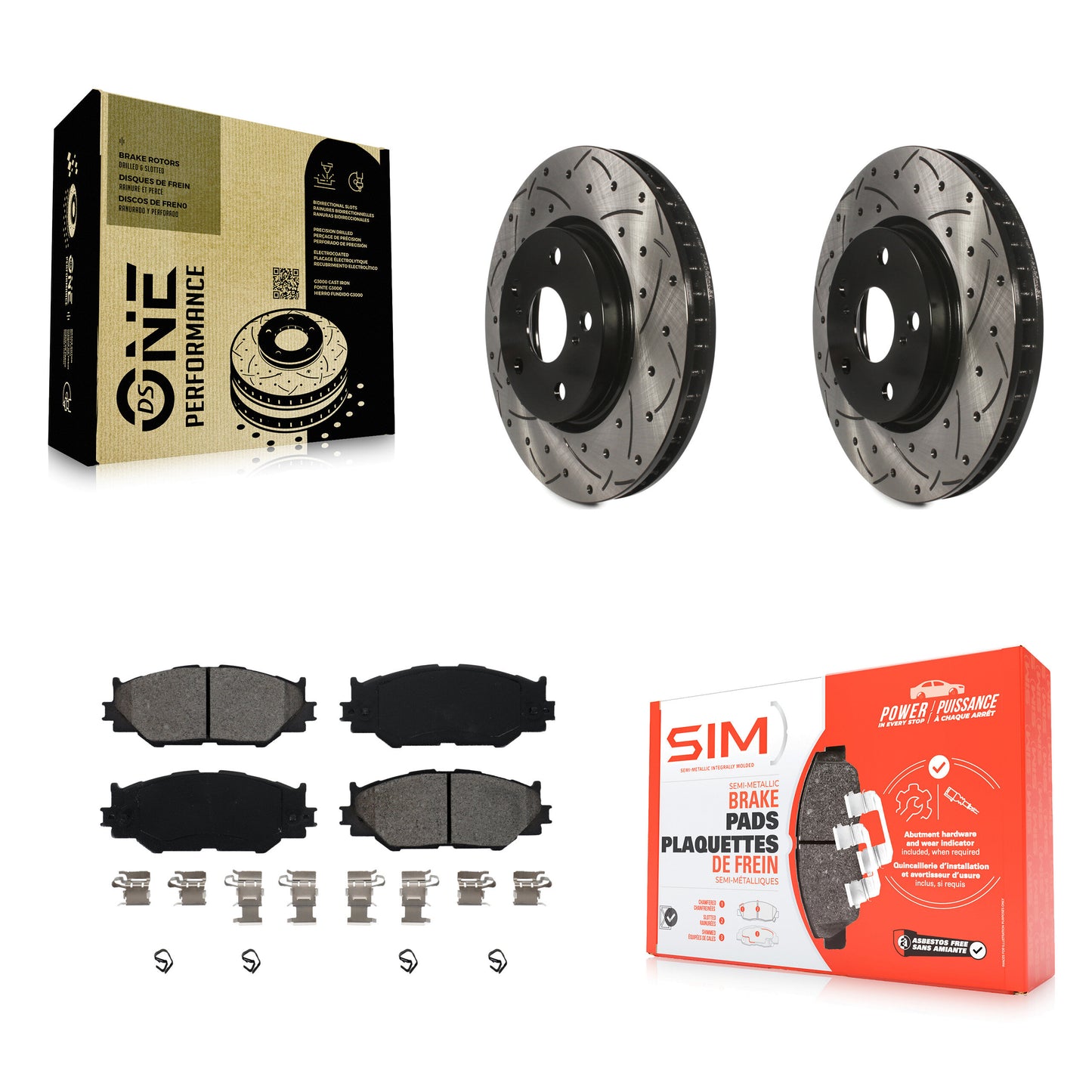 [Avant] Kit de disque (percé rainuré revêtu) et plaquette (semi-métallique) de frein pour Lexus IS250 KDS-100089