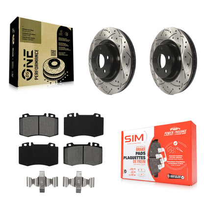 [Avant] Kit de disque (percé rainuré revêtu) et plaquette (semi-métallique) de frein pour Mercedes-Benz CLS550 CLS500 E550 KDS-100093