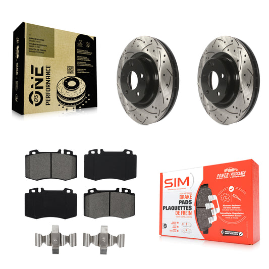 [Avant] Kit de disque (percé rainuré revêtu) et plaquette (semi-métallique) de frein pour Mercedes-Benz CLS550 CLS500 E550 KDS-100093