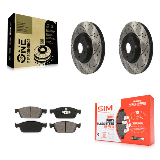[Avant] Kit de disque (percé rainuré revêtu) et plaquette (semi-métallique) de frein pour Ford Escape Connect Lincoln MKC KDS-100095