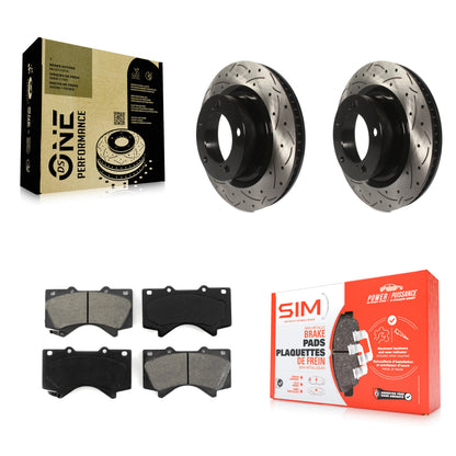 [Avant] Kit de disque (percé rainuré revêtu) et plaquette (semi-métallique) de frein pour Toyota Tundra Sequoia Lexus LX570 Land Cruiser KDS-100099