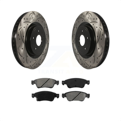 [Avant] Kit de disque (percé rainuré revêtu) et plaquette (semi-métallique) de frein pour 2014 INFINITI Q60 Sport sans Package KDS-100113 par Transit Auto