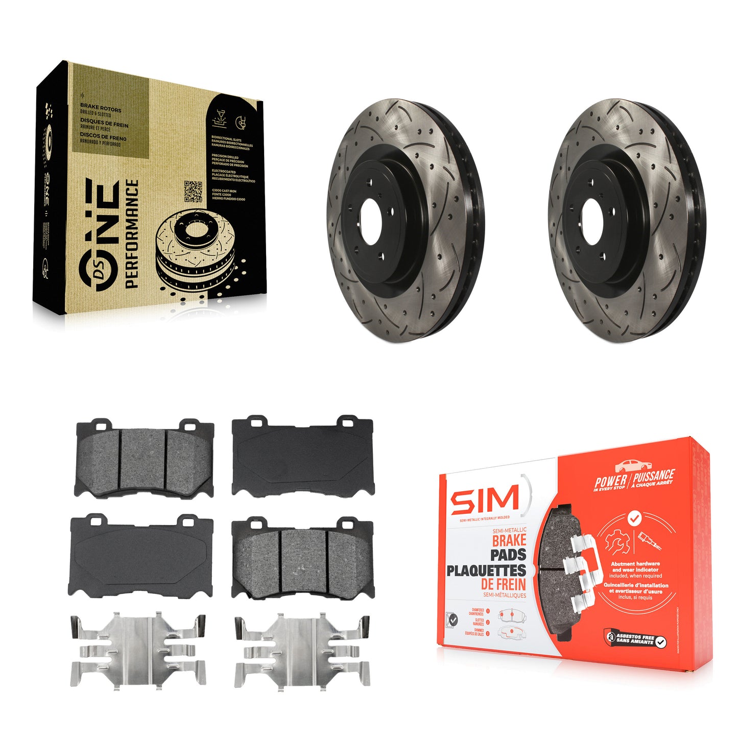 [Avant] Kit de disque (percé rainuré revêtu) et plaquette (semi-métallique) de frein pour INFINITI G37 Q50 Nissan 370Z Q60 M37 Q70 Q70L QX70 M56 FX50 Z KDS-100114