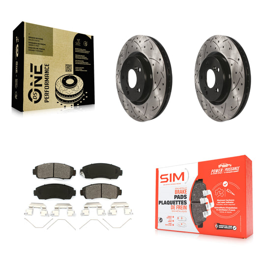 [Avant] Kit de disque (percé rainuré revêtu) et plaquette (semi-métallique) de frein pour 2011-2014 Honda Odyssey KDS-100119