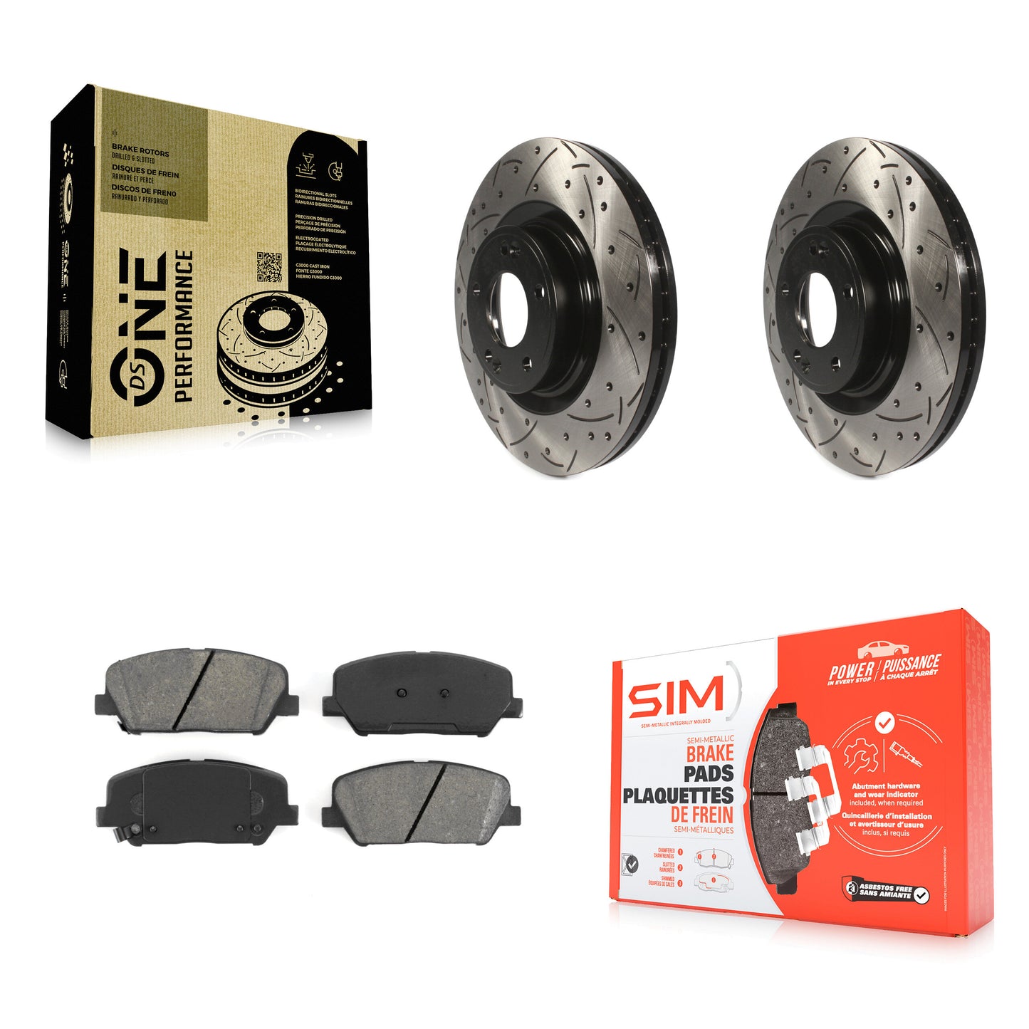 [Avant] Kit de disque (percé rainuré revêtu) et plaquette (semi-métallique) de frein pour Hyundai Genesis Coupe KDS-100122