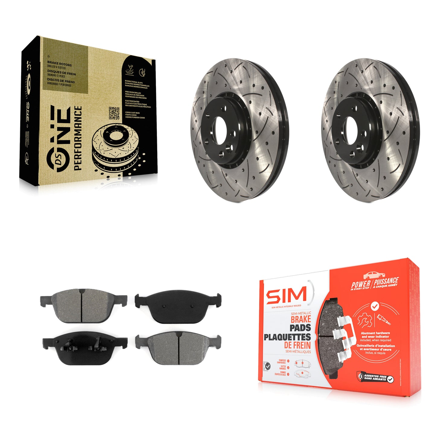 [Avant] Kit de disque (percé rainuré revêtu) et plaquette (semi-métallique) de frein pour 2010-2015 Volvo XC60 KDS-100123