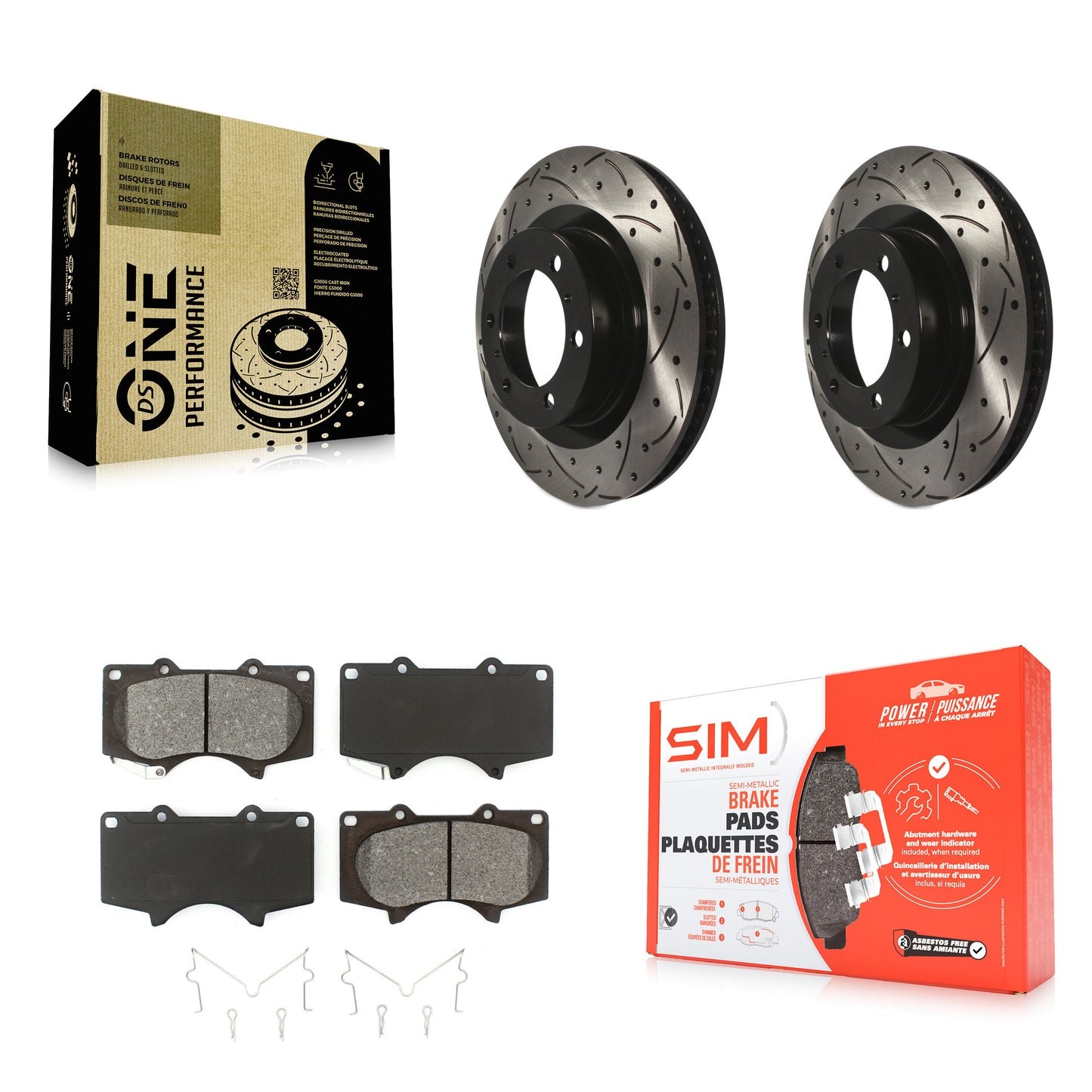 [Avant] Kit de disque (percé rainuré revêtu) et plaquette (semi-métallique) de frein pour 2010-2023 Toyota 4Runner Lexus GX460 KDS-100124