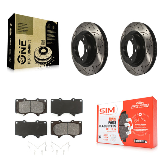 [Avant] Kit de disque (percé rainuré revêtu) et plaquette (semi-métallique) de frein pour 2010-2023 Toyota 4Runner Lexus GX460 KDS-100124