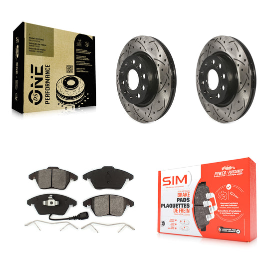 [Avant] Kit de disque (percé rainuré revêtu) et plaquette (semi-métallique) de frein pour Volkswagen GTI Audi A3 Quattro avec 280mm Diameter Rotor KDS-100133