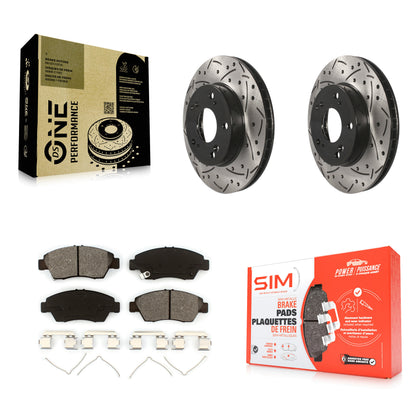 [Avant] Kit de disque (percé rainuré revêtu) et plaquette (semi-métallique) de frein pour Honda Civic Acura ILX KDS-100141