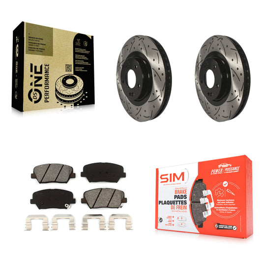 [Avant] Kit de disque (percé rainuré revêtu) et plaquette (semi-métallique) de frein pour Hyundai Santa Fe Sport Kia Sorento KDS-100143