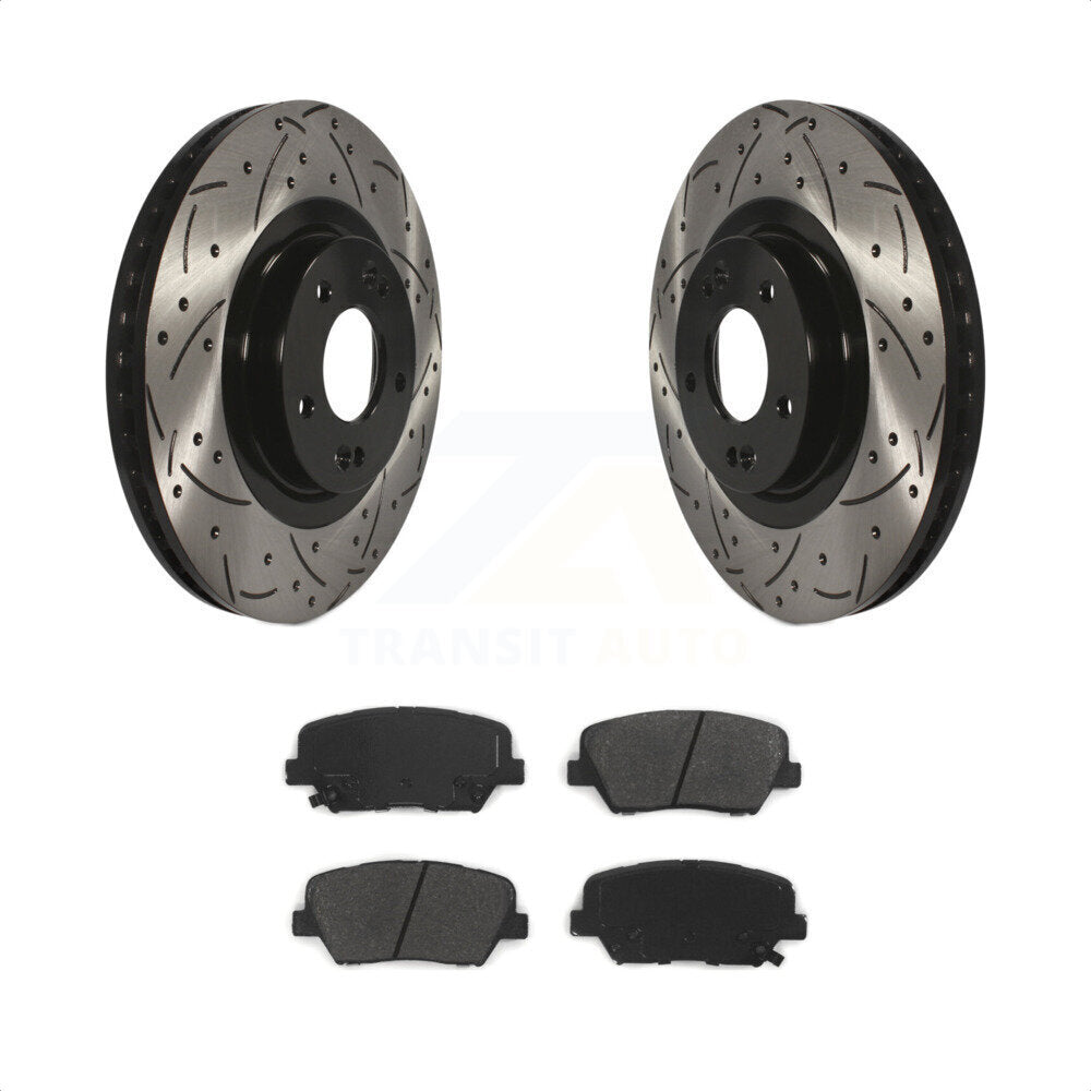 [Avant] Kit de disque (percé rainuré revêtu) et plaquette (semi-métallique) de frein pour Kia Sorento Hyundai Santa Fe Sport KDS-100144 par Transit Auto