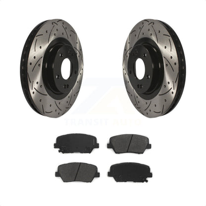 [Avant] Kit de disque (percé rainuré revêtu) et plaquette (semi-métallique) de frein pour Kia Sorento Hyundai Santa Fe Sport KDS-100144 par Transit Auto