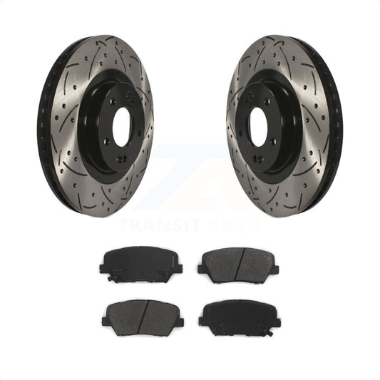 [Avant] Kit de disque (percé rainuré revêtu) et plaquette (semi-métallique) de frein pour Kia Sorento Hyundai Santa Fe Sport KDS-100144 par Transit Auto