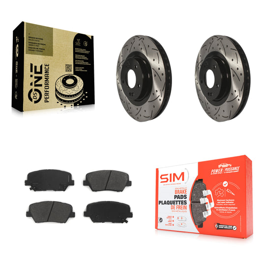 [Avant] Kit de disque (percé rainuré revêtu) et plaquette (semi-métallique) de frein pour Kia Sorento Hyundai Santa Fe Sport KDS-100144
