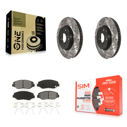 [Avant] Kit de disque (percé rainuré revêtu) et plaquette (semi-métallique) de frein pour 2015 Honda Civic EX avec Manual transmission KDS-100149
