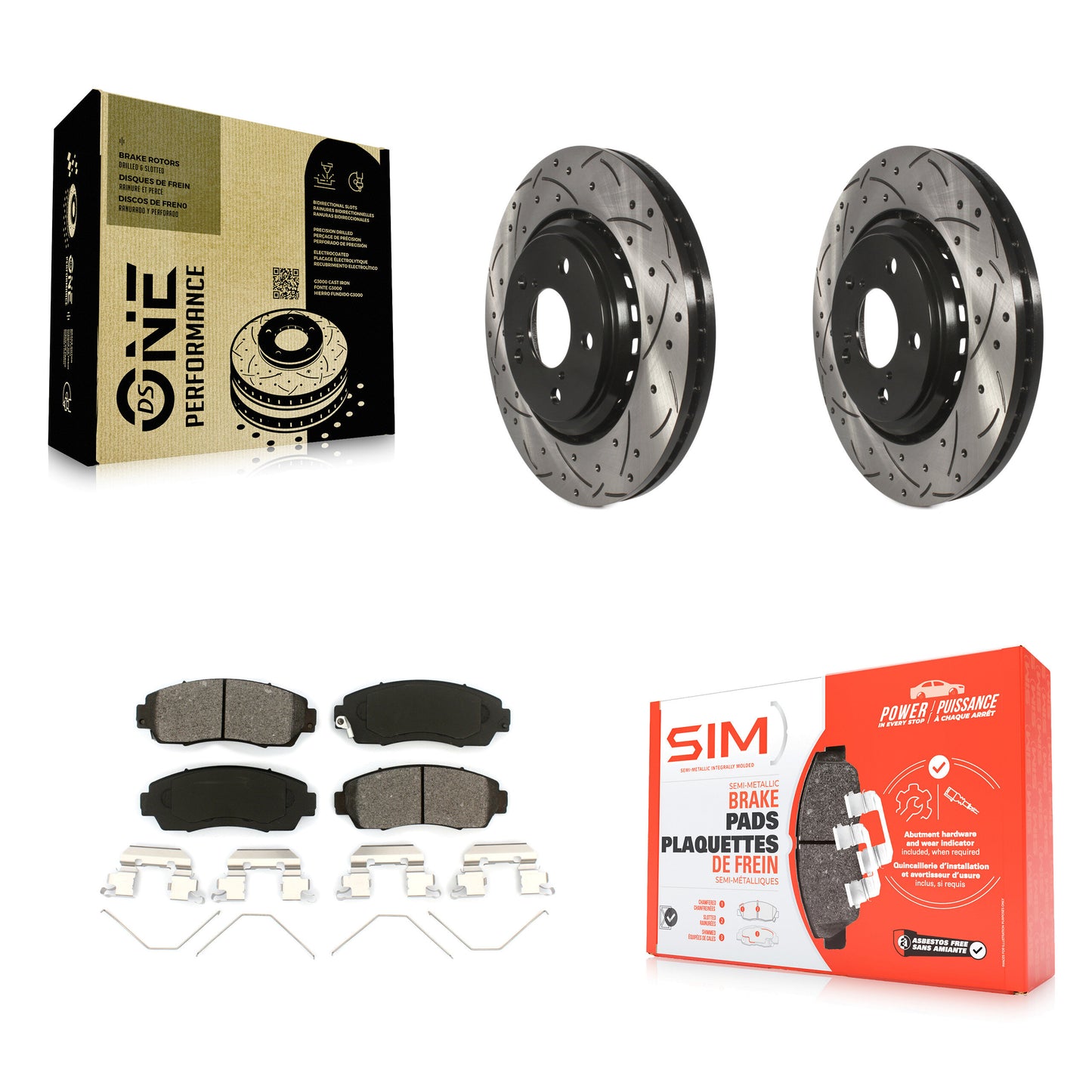 [Avant] Kit de disque (percé rainuré revêtu) et plaquette (semi-métallique) de frein pour Honda Odyssey Passport KDS-100151