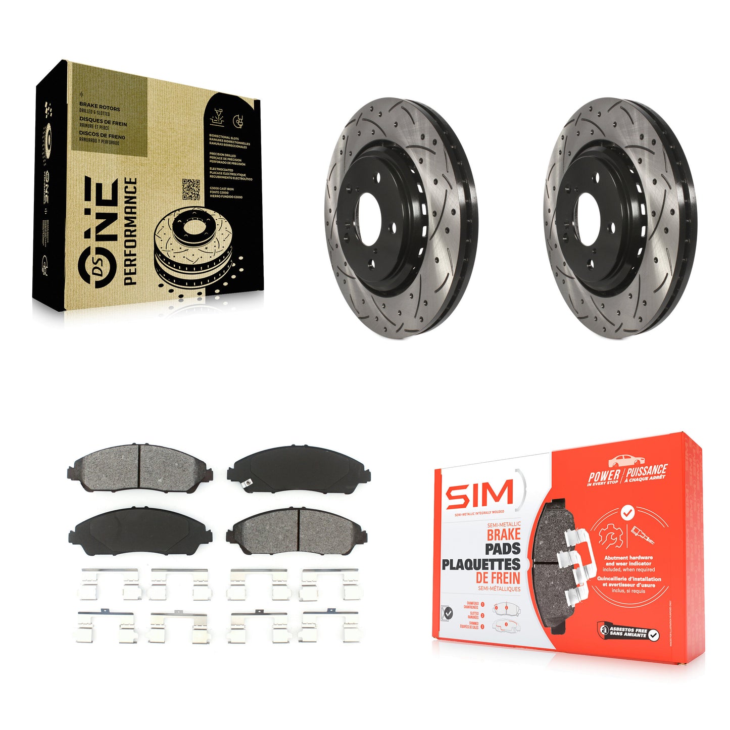 [Avant] Kit de disque (percé rainuré revêtu) et plaquette (semi-métallique) de frein pour Honda Pilot Acura MDX Ridgeline KDS-100152