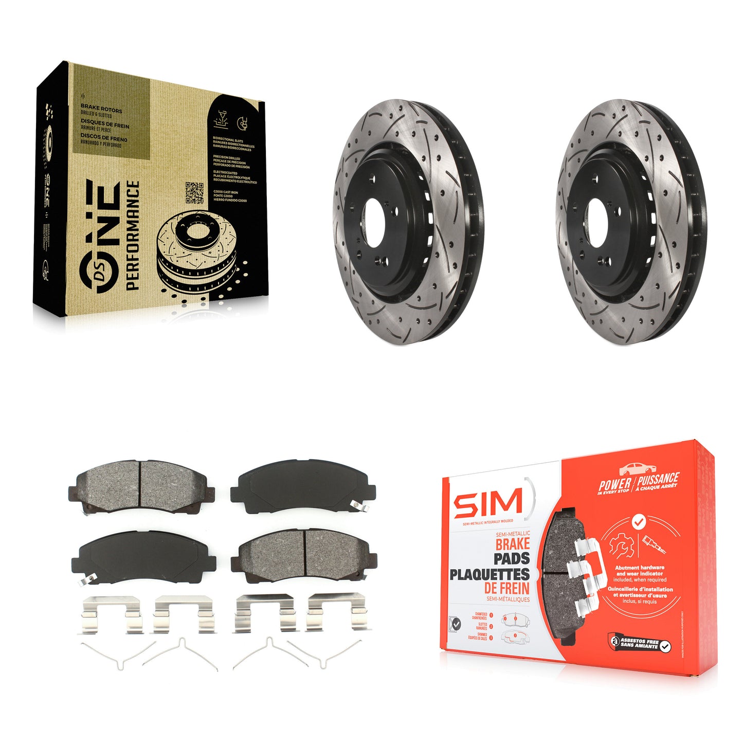 [Avant] Kit de disque (percé rainuré revêtu) et plaquette (semi-métallique) de frein pour 2015-2020 Acura TLX KDS-100155