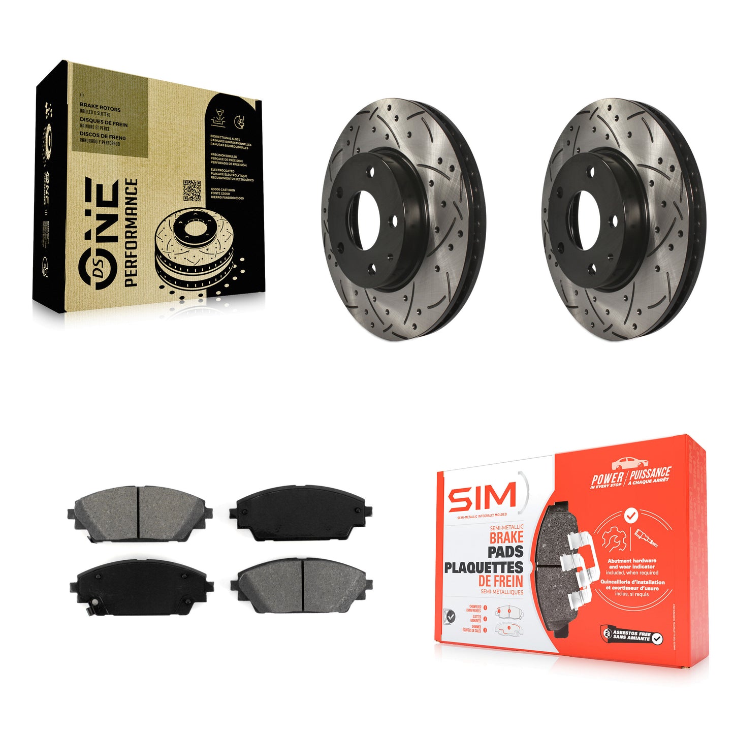 [Avant] Kit de disque (percé rainuré revêtu) et plaquette (semi-métallique) de frein pour 2016-2021 Mazda CX-3 FWD KDS-100160