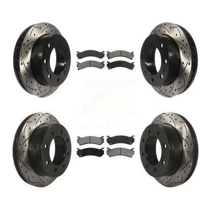 [Avant + Arrière] Kit de disque (percé rainuré revêtu) et plaquette (semi-métallique) de frein pour Chevrolet Silverado 2500 HD GMC Sierra 3500 Classic Suburban Yukon XL Avalanche KDS-100173