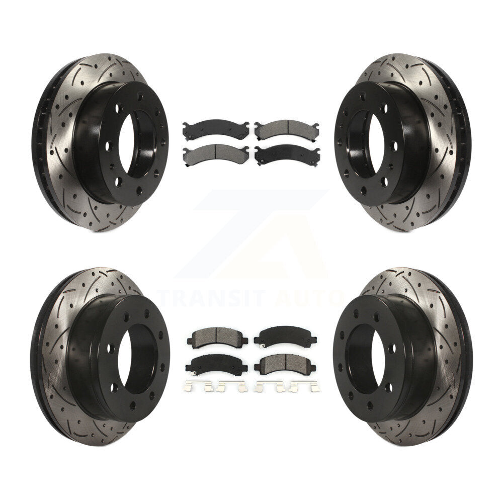 [Avant + Arrière] Kit de disque (percé rainuré revêtu) et plaquette (semi-métallique) de frein pour Chevrolet Express 2500 GMC Savana KDS-100174