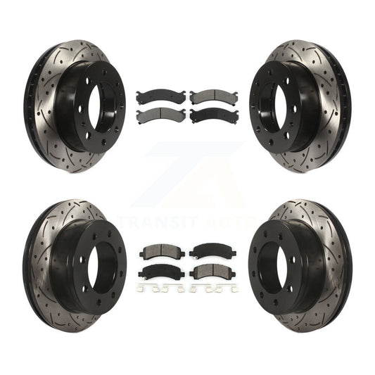 [Avant + Arrière] Kit de disque (percé rainuré revêtu) et plaquette (semi-métallique) de frein pour Chevrolet Express 2500 GMC Savana KDS-100174