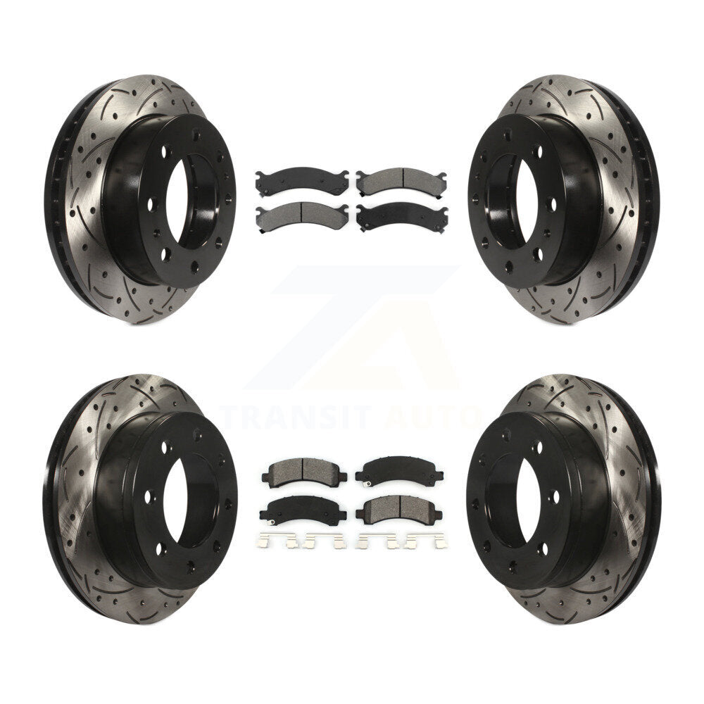 [Avant + Arrière] Kit de disque (percé rainuré revêtu) et plaquette (semi-métallique) de frein pour Chevrolet Express 2500 GMC Savana KDS-100176