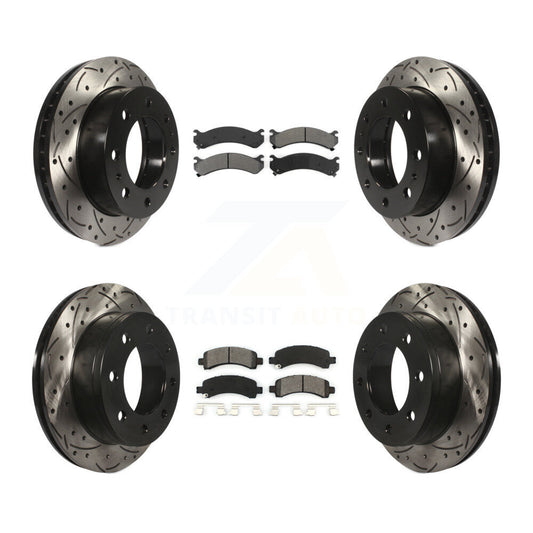 [Avant + Arrière] Kit de disque (percé rainuré revêtu) et plaquette (semi-métallique) de frein pour Chevrolet Express 2500 GMC Savana KDS-100176