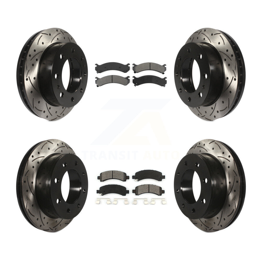 [Avant + Arrière] Kit de disque (percé rainuré revêtu) et plaquette (semi-métallique) de frein pour Chevrolet Express 2500 GMC Savana KDS-100177