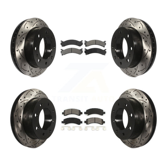 [Avant + Arrière] Kit de disque (percé rainuré revêtu) et plaquette (semi-métallique) de frein pour Chevrolet Express 2500 GMC Savana KDS-100177