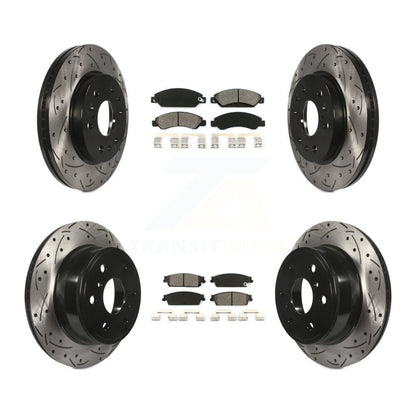 [Avant + Arrière] Kit de disque (percé rainuré revêtu) et plaquette (semi-métallique) de frein pour 2007 Chevrolet Tahoe GMC Suburban 1500 Yukon Cadillac Avalanche XL Escalade ESV EXT KDS-100178