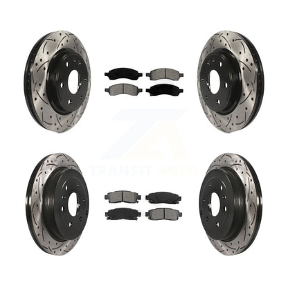 [Avant + Arrière] Kit de disque (percé rainuré revêtu) et plaquette (semi-métallique) de frein pour Chevrolet Traverse GMC Acadia Buick Enclave Saturn Outlook Limited KDS-100181