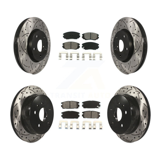[Avant + Arrière] Kit de disque (percé rainuré revêtu) et plaquette (semi-métallique) de frein pour 2010-2017 Chevrolet Equinox GMC Terrain KDS-100182