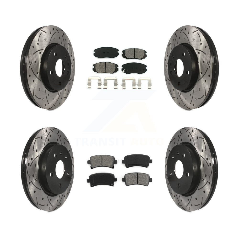 [Avant + Arrière] Kit de disque (percé rainuré revêtu) et plaquette (semi-métallique) de frein pour Chevrolet Malibu Impala Buick LaCrosse Limited Allure KDS-100183