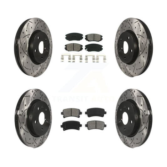[Avant + Arrière] Kit de disque (percé rainuré revêtu) et plaquette (semi-métallique) de frein pour Chevrolet Malibu Impala Buick LaCrosse Limited Allure KDS-100183