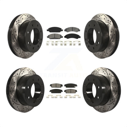 [Avant + Arrière] Kit de disque (percé rainuré revêtu) et plaquette (semi-métallique) de frein pour 2011 Chevrolet Silverado 1500 Hybrid KDS-100187 par Transit Auto