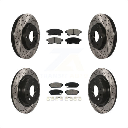 [Avant + Arrière] Kit de disque (percé rainuré revêtu) et plaquette (semi-métallique) de frein pour Chevrolet Cruze Buick Verano Volt Orlando KDS-100189 par Transit Auto