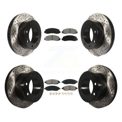 [Avant + Arrière] Kit de disque (percé rainuré revêtu) et plaquette (semi-métallique) de frein pour Ford F-250 Super Duty F-350 KDS-100190