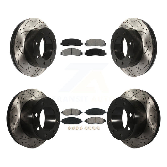 [Avant + Arrière] Kit de disque (percé rainuré revêtu) et plaquette (semi-métallique) de frein pour Ford F-250 Super Duty F-350 KDS-100190