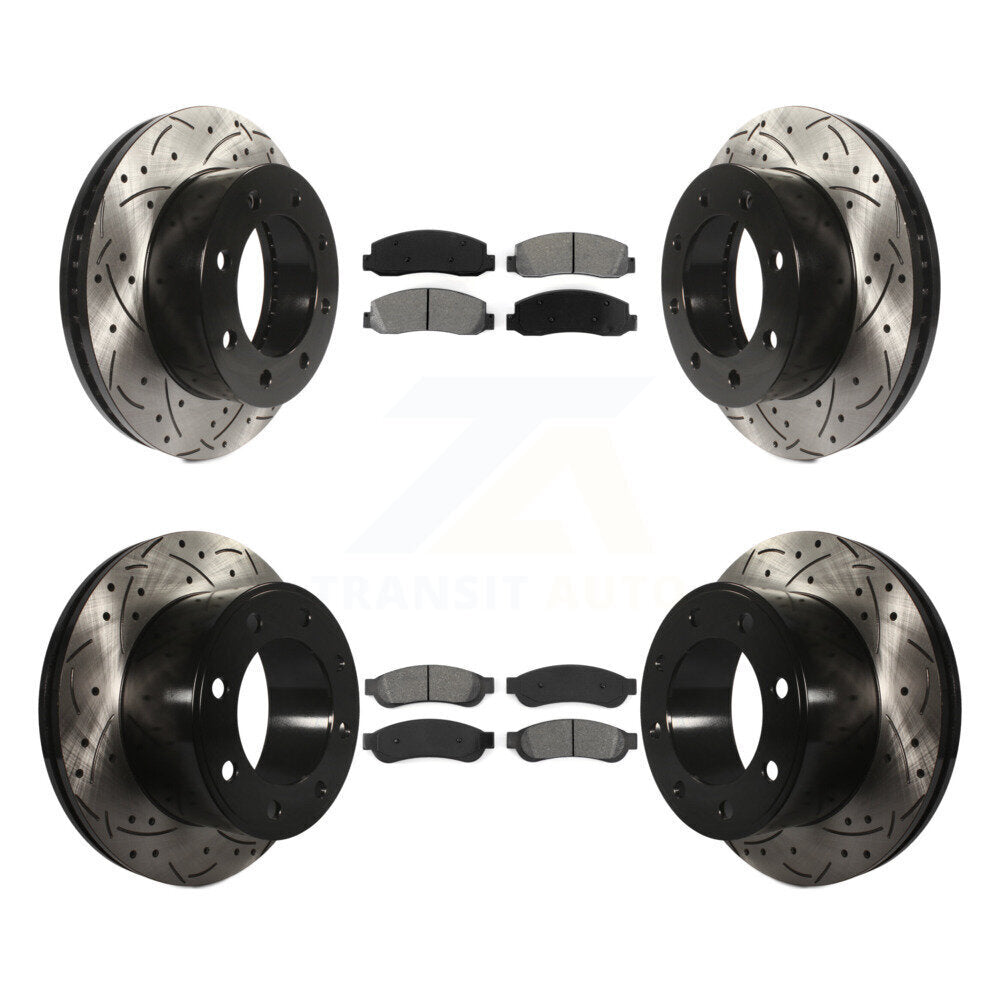 [Avant + Arrière] Kit de disque (percé rainuré revêtu) et plaquette (semi-métallique) de frein pour 2008-2009 Ford F-250 Super Duty 4WD KDS-100191