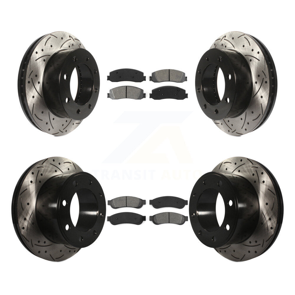 [Avant + Arrière] Kit de disque (percé rainuré revêtu) et plaquette (semi-métallique) de frein pour Ford F-250 Super Duty F-350 4WD KDS-100193