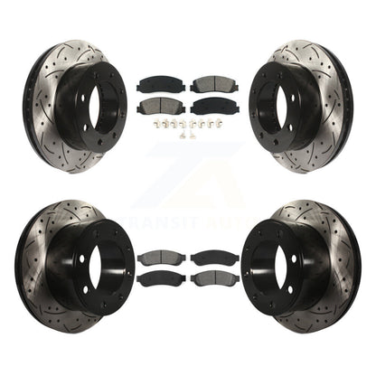 [Avant + Arrière] Kit de disque (percé rainuré revêtu) et plaquette (semi-métallique) de frein pour Ford F-250 Super Duty F-350 avec Single Wheels 4WD KDS-100194