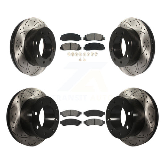 [Avant + Arrière] Kit de disque (percé rainuré revêtu) et plaquette (semi-métallique) de frein pour Ford F-250 Super Duty F-350 avec Single Wheels 4WD KDS-100194