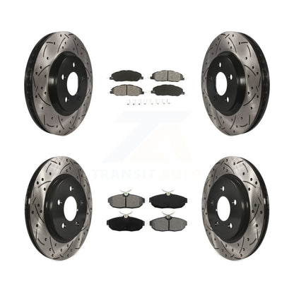 [Avant + Arrière] Kit de disque (percé rainuré revêtu) et plaquette (semi-métallique) de frein pour Ford Mustang KDS-100197