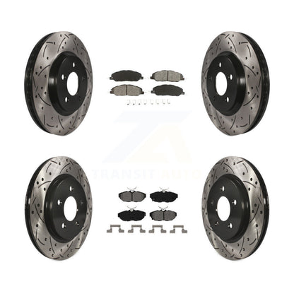 [Avant + Arrière] Kit de disque (percé rainuré revêtu) et plaquette (semi-métallique) de frein pour Ford Mustang KDS-100198
