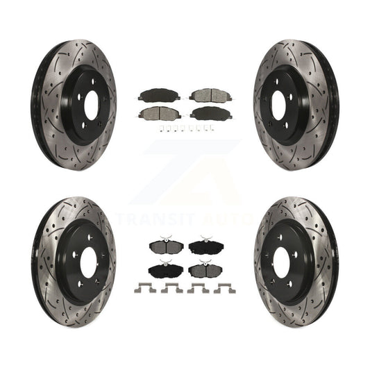 [Avant + Arrière] Kit de disque (percé rainuré revêtu) et plaquette (semi-métallique) de frein pour Ford Mustang KDS-100198